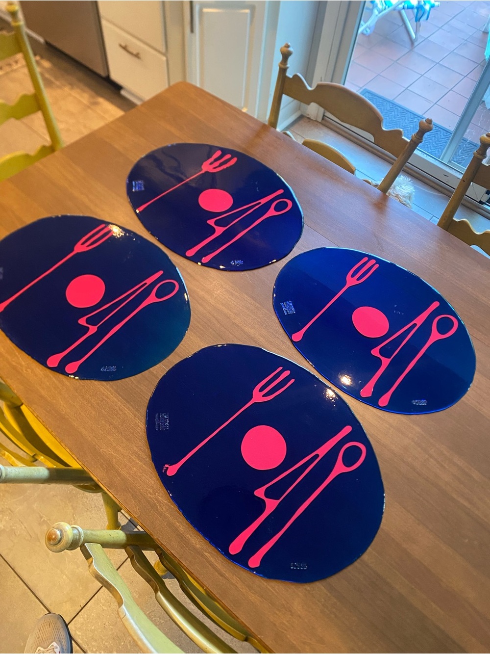 Set of Four Clear Blue/Orange Resin Table Mats - Gaetano Pesce for Fish Design
